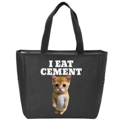 I Eat Cement Cat Meme Zip Tote Bag