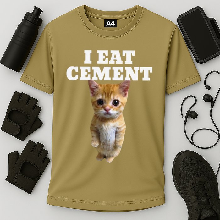 I Eat Cement Cat Meme Cooling Performance Crew T-Shirt