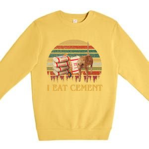 I Eat Cement Cursed Cat Funny Oddly Specific Meme Premium Crewneck Sweatshirt