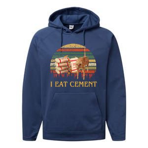 I Eat Cement Cursed Cat Funny Oddly Specific Meme Performance Fleece Hoodie