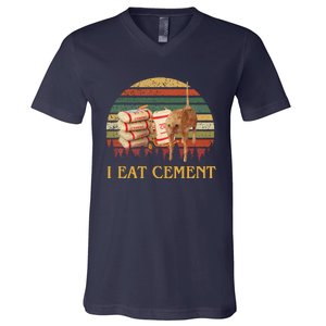 I Eat Cement Cursed Cat Funny Oddly Specific Meme V-Neck T-Shirt