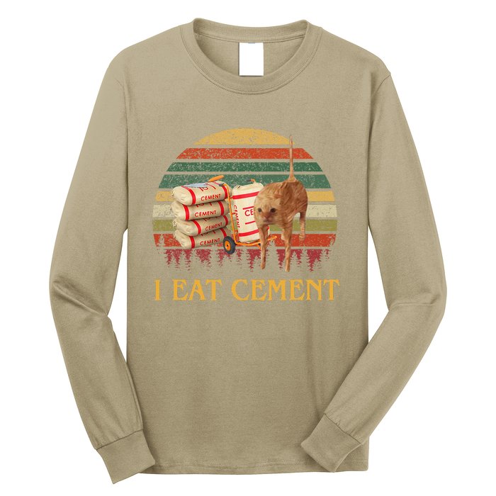 I Eat Cement Cursed Cat Funny Oddly Specific Meme Long Sleeve Shirt