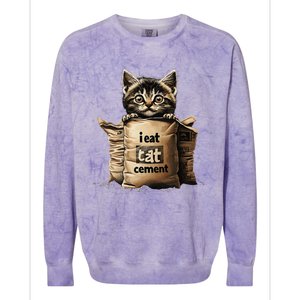 I Eat Cement Funny Meme Cat Colorblast Crewneck Sweatshirt