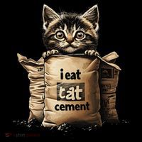 I Eat Cement Funny Meme Cat Full-Length Apron With Pockets