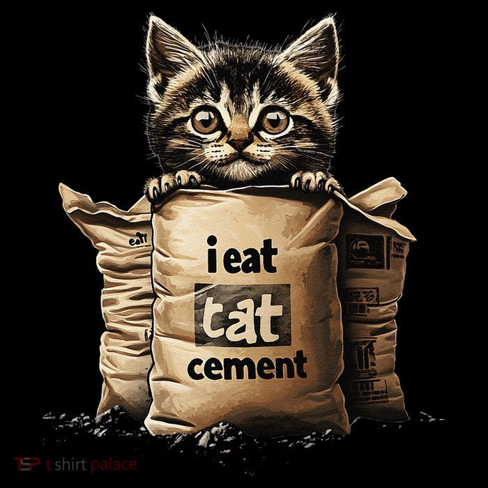 I Eat Cement Funny Meme Cat Full-Length Apron With Pockets