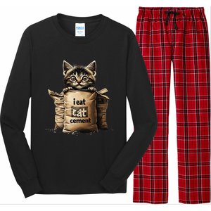 I Eat Cement Funny Meme Cat Long Sleeve Pajama Set