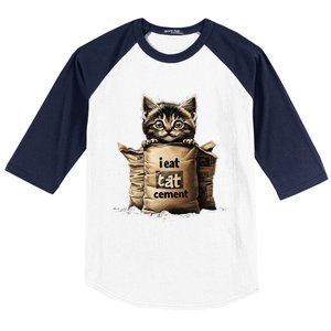 I Eat Cement Funny Meme Cat Baseball Sleeve Shirt