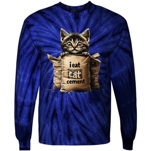 I Eat Cement Funny Meme Cat Tie-Dye Long Sleeve Shirt