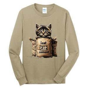 I Eat Cement Funny Meme Cat Tall Long Sleeve T-Shirt