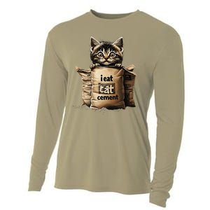 I Eat Cement Funny Meme Cat Cooling Performance Long Sleeve Crew