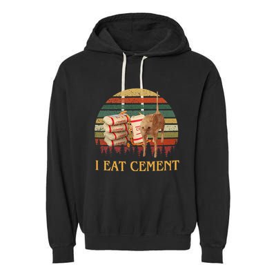 I Eat Cement Cursed Cat Funny Meme Lover Garment-Dyed Fleece Hoodie