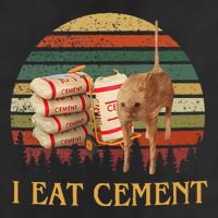 I Eat Cement Cursed Cat Funny Meme Lover 7 Panel Mesh Trucker Snapback Hat