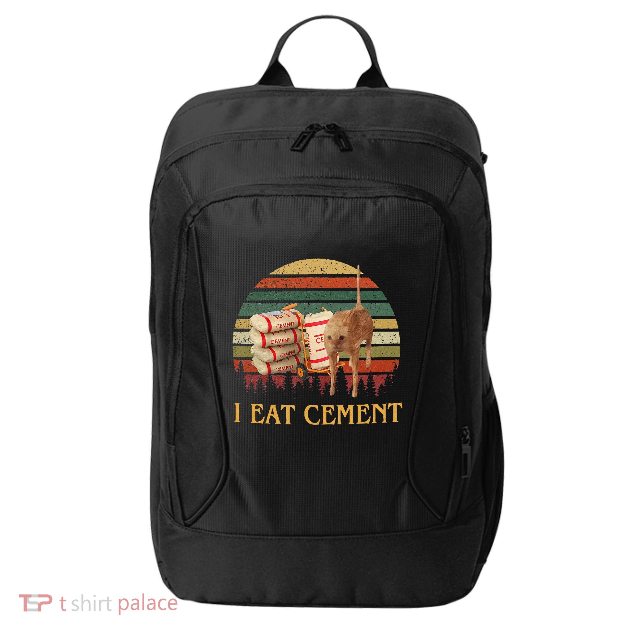 I Eat Cement Cursed Cat Funny Meme Lover City Backpack