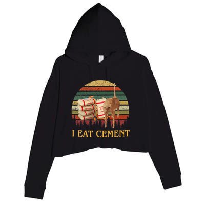 I Eat Cement Cursed Cat Funny Meme Lover Crop Fleece Hoodie