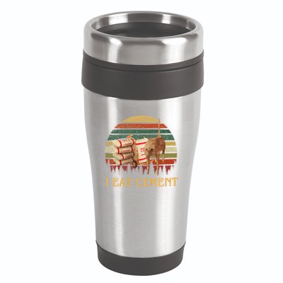 I Eat Cement Cursed Cat Funny Meme Lover 16oz Travel Tumbler