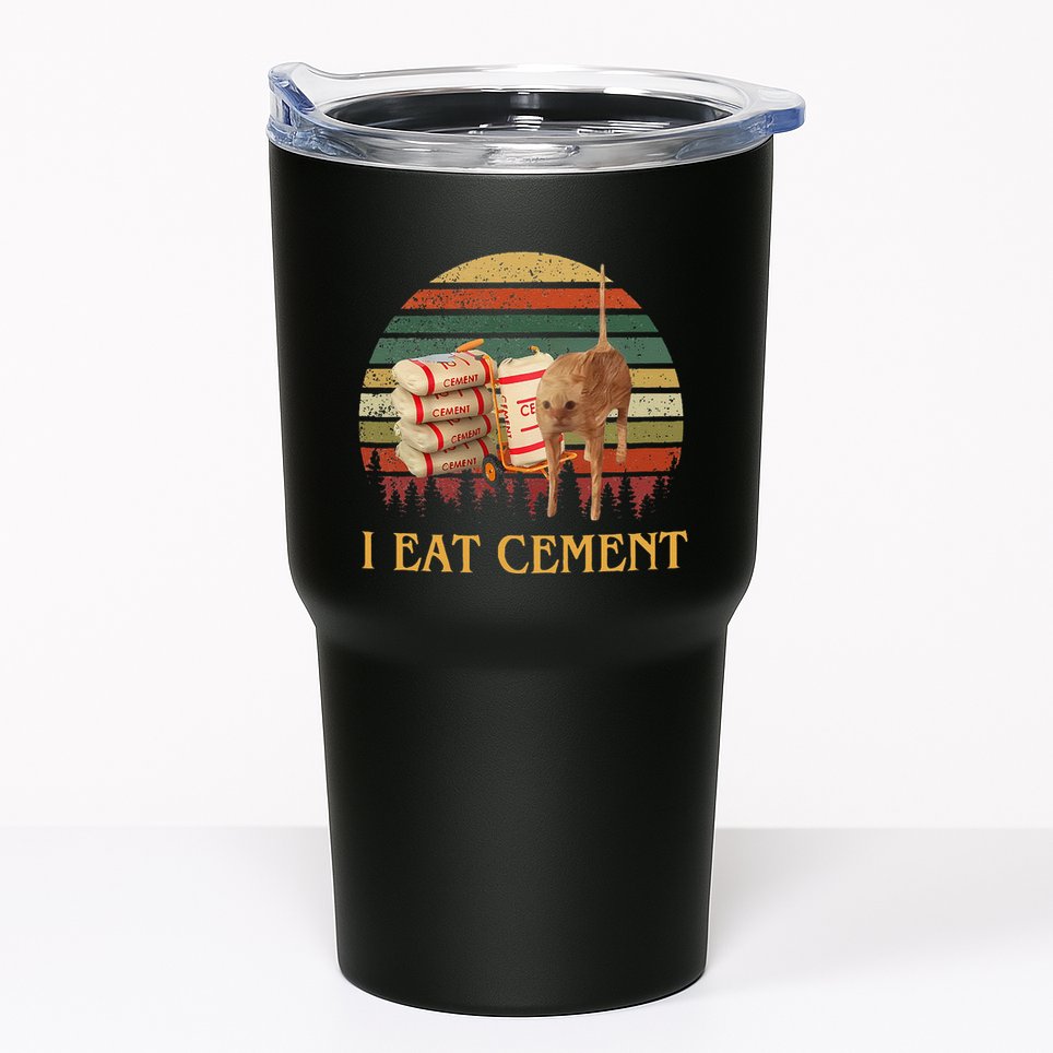 I Eat Cement Cursed Cat Funny Meme Lover Tumbler