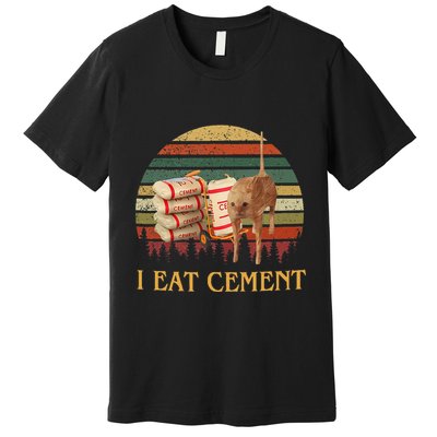 I Eat Cement Cursed Cat Funny Meme Lover Premium T-Shirt