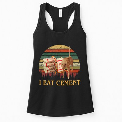 I Eat Cement Cursed Cat Funny Meme Lover Womens Tank Top