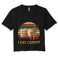 I Eat Cement Cursed Cat Funny Meme Lover Women's Crop Top Tee