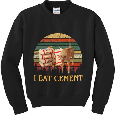 I Eat Cement Cursed Cat Funny Meme Lover Kids Sweatshirt