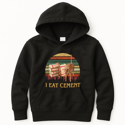 I Eat Cement Cursed Cat Funny Meme Lover Kids Hoodie