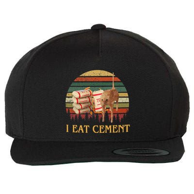 I Eat Cement Cursed Cat Funny Meme Lover Wool Snapback Cap