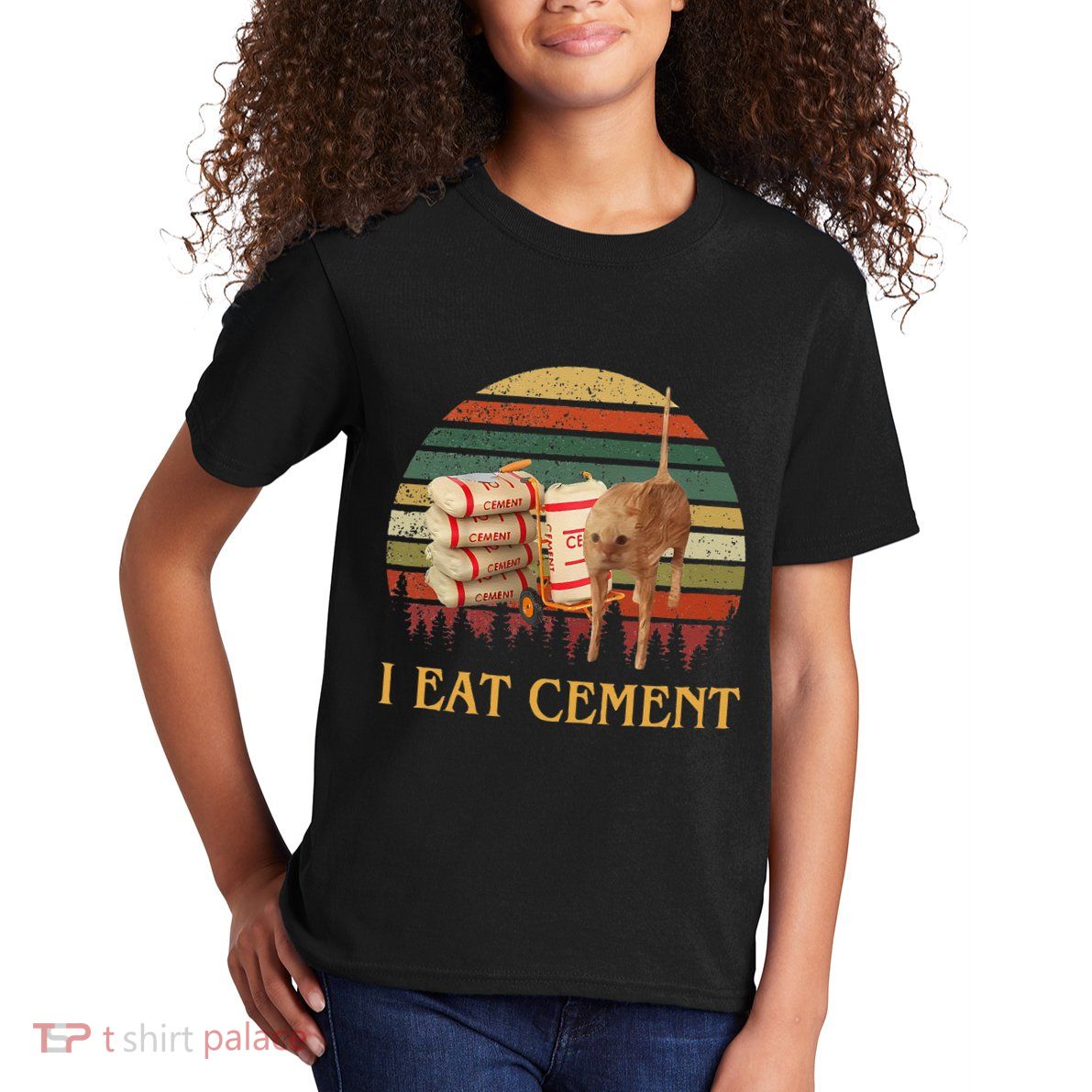 I Eat Cement Cursed Cat Funny Meme Lover Kids T-Shirt