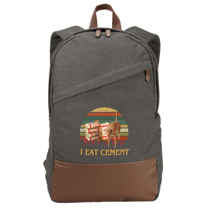 I Eat Cement Cursed Cat Funny Meme Lover Cotton Canvas Backpack