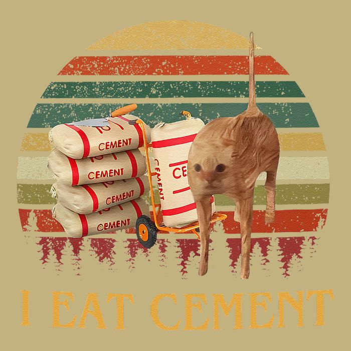 I Eat Cement Cursed Cat Funny Meme Lover Button