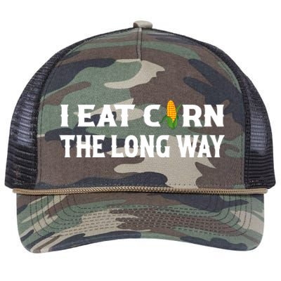 I Eat Corn The Long Way Funny Inappropriate Embarrassing Retro Rope Trucker Hat Cap