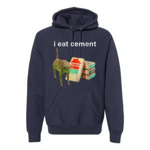 I Eat Cement Cursed Cat Funny Oddly Specific Dank Meme Premium Hoodie