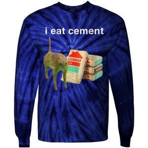 I Eat Cement Cursed Cat Funny Oddly Specific Dank Meme Tie-Dye Long Sleeve Shirt