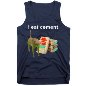 I Eat Cement Cursed Cat Funny Oddly Specific Dank Meme Tank Top