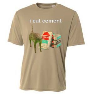 I Eat Cement Cursed Cat Funny Oddly Specific Dank Meme Cooling Performance Crew T-Shirt