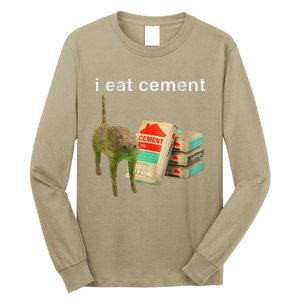 I Eat Cement Cursed Cat Funny Oddly Specific Dank Meme Long Sleeve Shirt