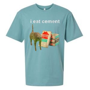 I Eat Cement Cursed Cat Funny Oddly Specific Dank Meme Sueded Cloud Jersey T-Shirt