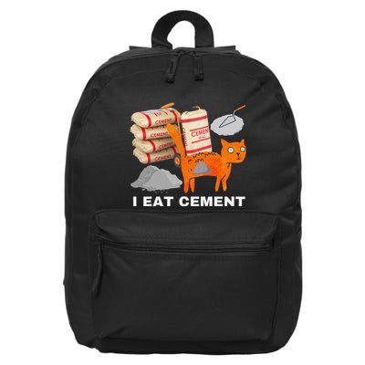 I Eat Cement Cursed Cat Oddly Specific Weird Meme Eat Cement 16 in Basic Backpack