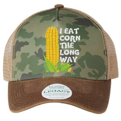 I Eat Corn The Long Way Funny Embarrassing Inappropriate Legacy Tie Dye Trucker Hat