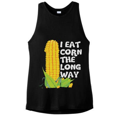 I Eat Corn The Long Way Funny Embarrassing Inappropriate Ladies PosiCharge Tri-Blend Wicking Tank