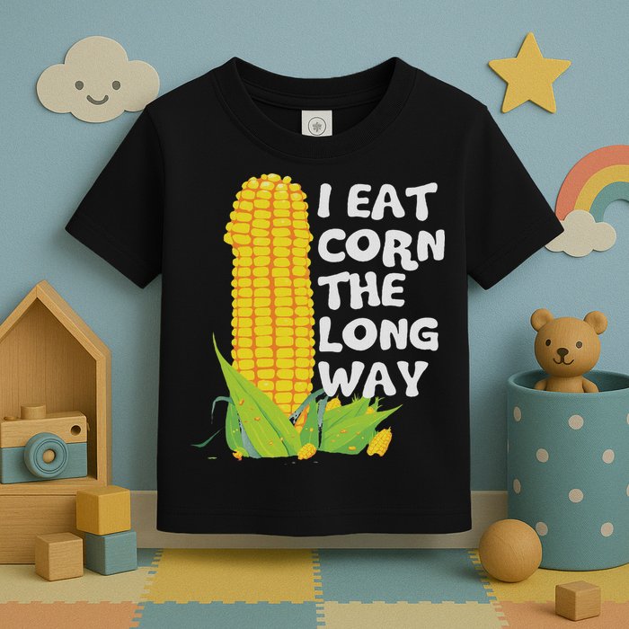 I Eat Corn The Long Way Funny Embarrassing Inappropriate Toddler T-Shirt