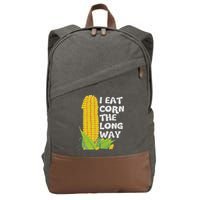 I Eat Corn The Long Way Funny Embarrassing Inappropriate Cotton Canvas Backpack