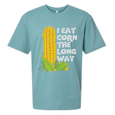 I Eat Corn The Long Way Funny Embarrassing Inappropriate Sueded Cloud Jersey T-Shirt