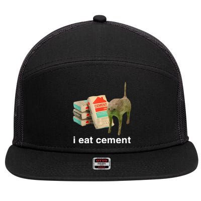 I Eat Cement Cursed Cat 7 Panel Mesh Trucker Snapback Hat