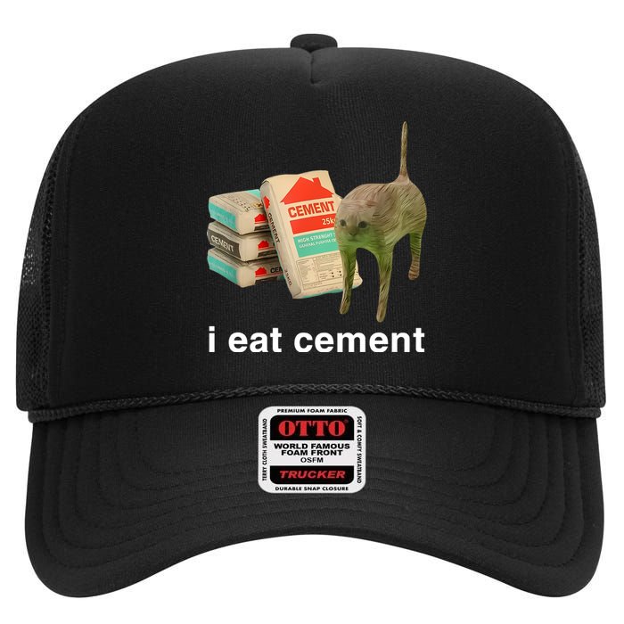 I Eat Cement Cursed Cat High Crown Mesh Back Trucker Hat