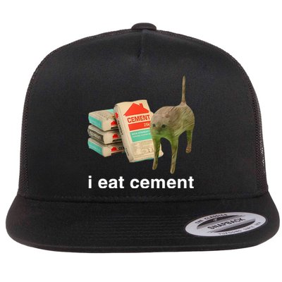 I Eat Cement Cursed Cat Flat Bill Trucker Hat