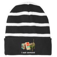 I Eat Cement Cursed Cat Striped Beanie with Solid Band