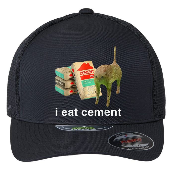 I Eat Cement Cursed Cat Specific Dank Flexfit Unipanel Trucker Cap