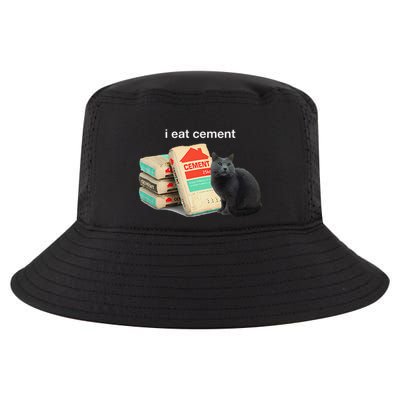 I Eat Cement Cursed Black Cat Funny Dank Meme Cool Comfort Performance Bucket Hat
