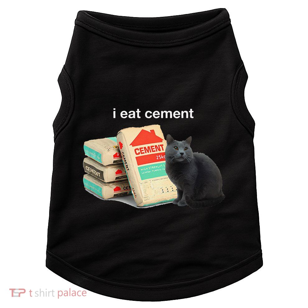 I Eat Cement Cursed Black Cat Funny Dank Meme Doggie Tank