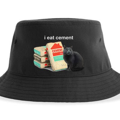 I Eat Cement Cursed Black Cat Funny Dank Meme Sustainable Bucket Hat
